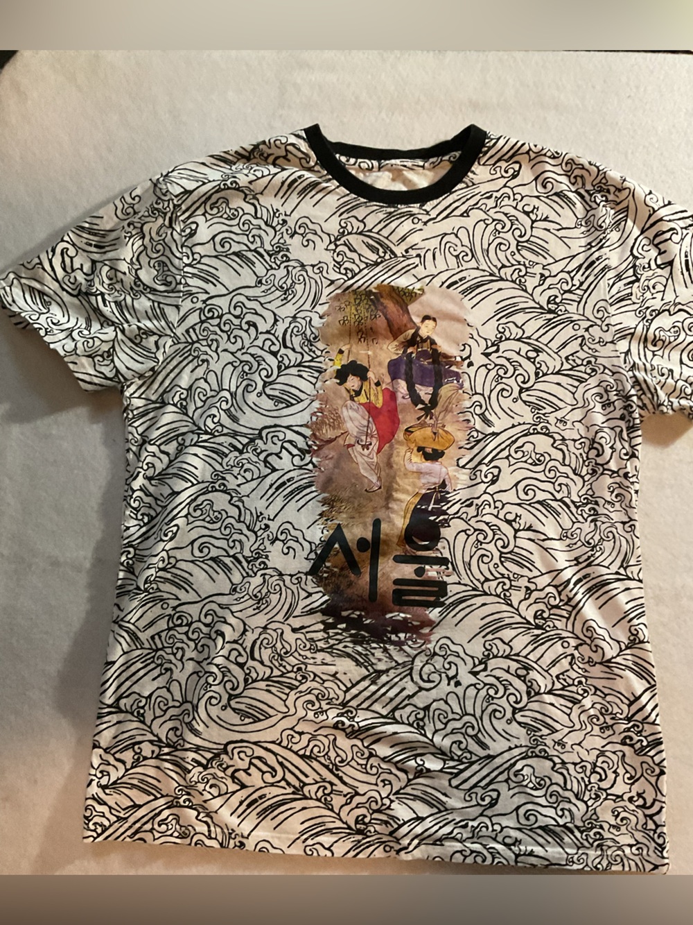 Original Gravity Graphic Asian Print Men's T-Shirt - White/Black  size-Medium